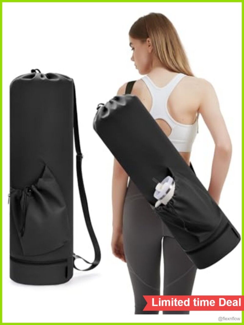 Yoga Mat Bag with Water Bottle Pocket & Wet Pocket Adjustable Strap